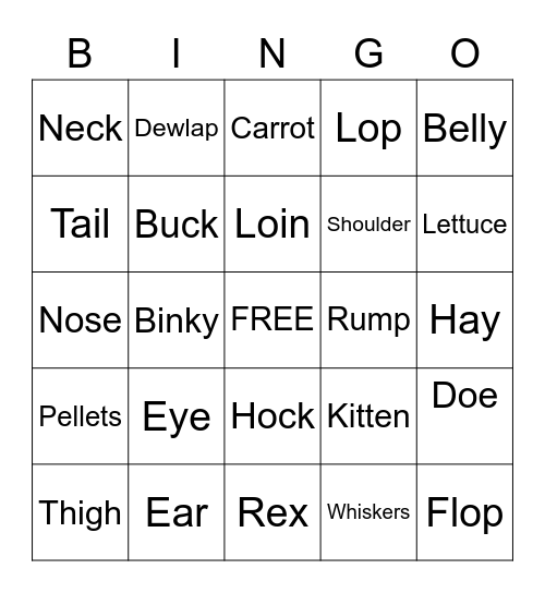 BUNNY BINGO Card