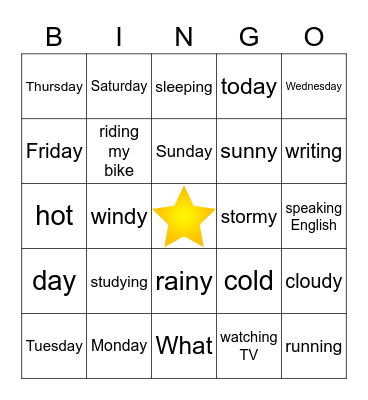 What day is today? Bingo Card