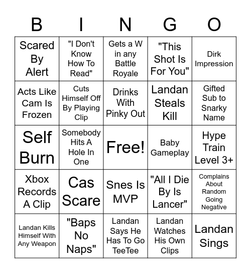 24 Hr Snark Bingo Card