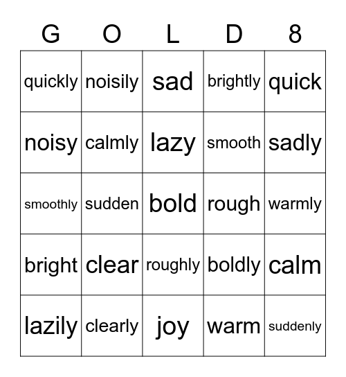 Bingo Gold 8 Bingo Card