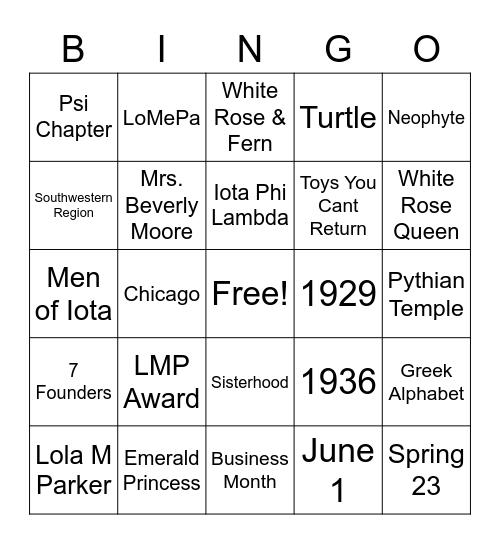 LoMePa Love BINGO Card