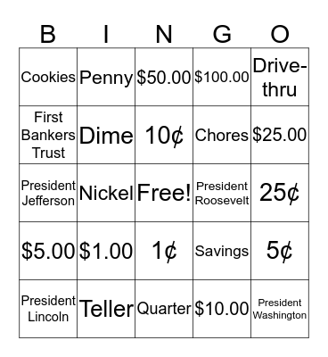 FUN MONEY BINGO! Bingo Card