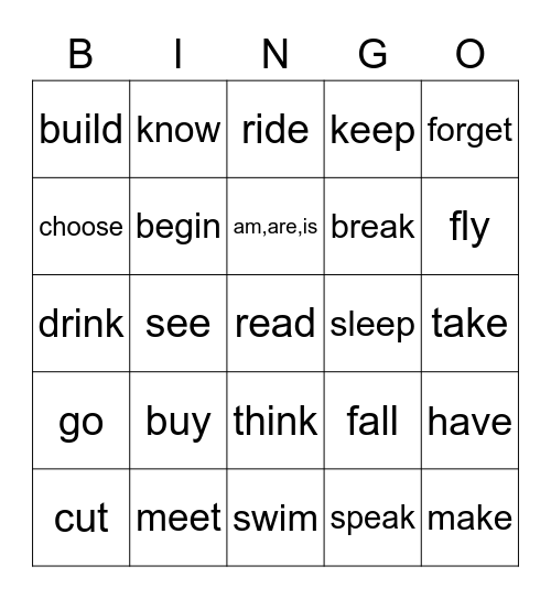 Irregular verbs 불규칙동사 Bingo Card