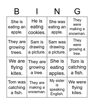 Passive Voice - 4 Bingo Card