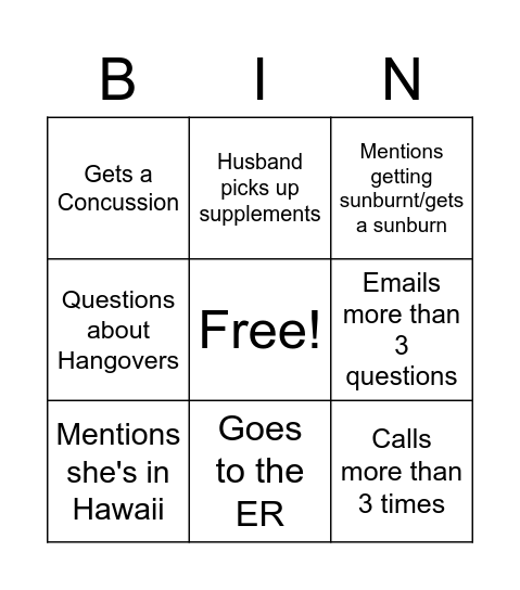 Hawaii Mix 2023 Bingo Card