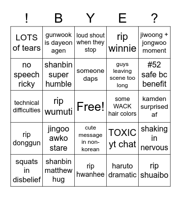 boys planet ep 4.5?? ELIMS?? Bingo Card