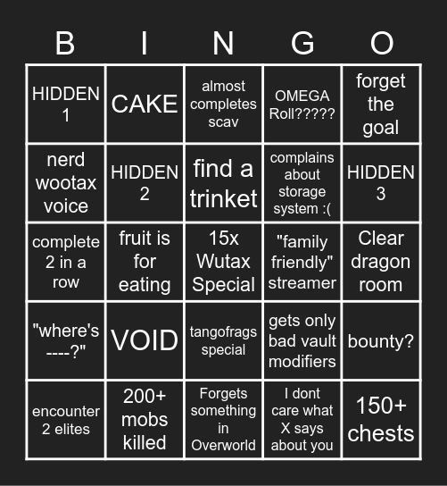 Fragged Bingo Card