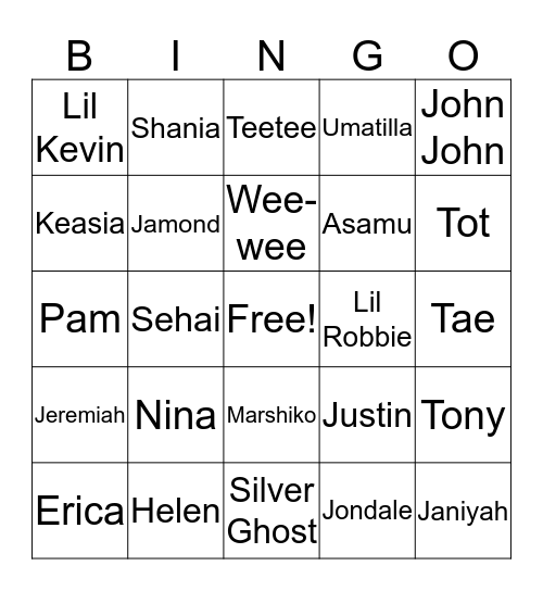 FREEMAN'S BINGO Card