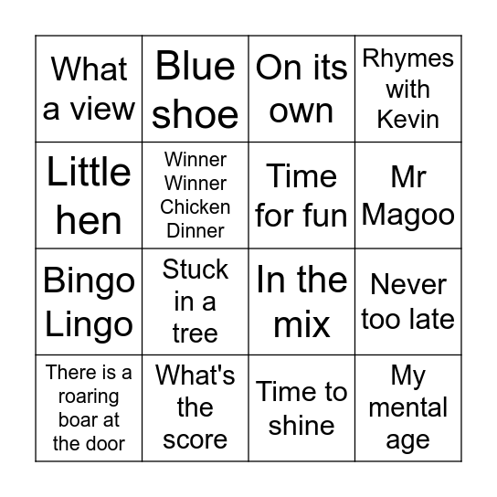 Bingo Lingo Bingo Card