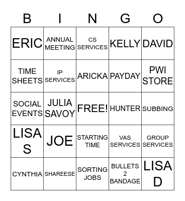 PWI NC Bingo Card