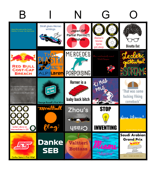 Drive to Survive Season Five Bingo Card