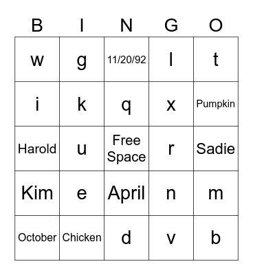 Untitled Bingo Card