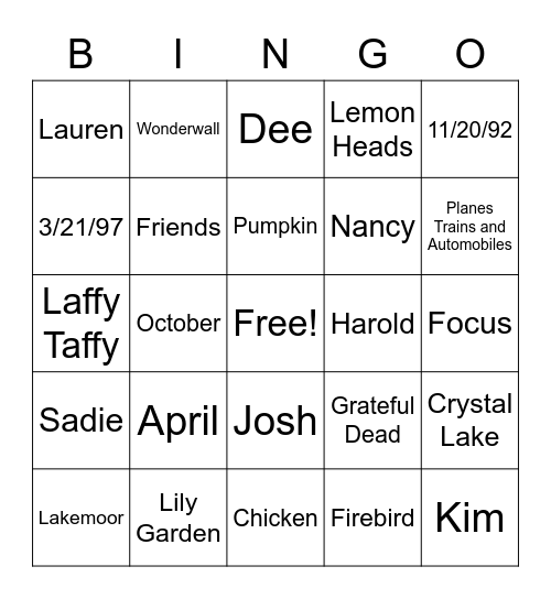 Untitled Bingo Card
