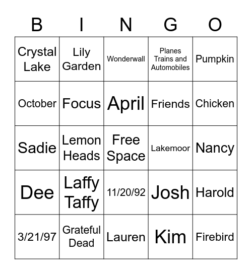 Untitled Bingo Card