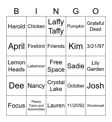 Untitled Bingo Card