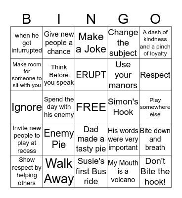 3rd and 4th Grade Counseling BINGO Card