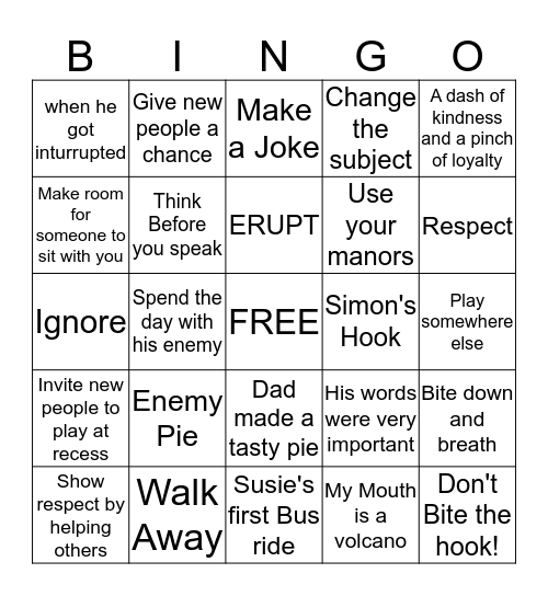 3rd and 4th Grade Counseling BINGO Card