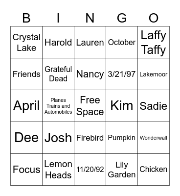 Untitled Bingo Card