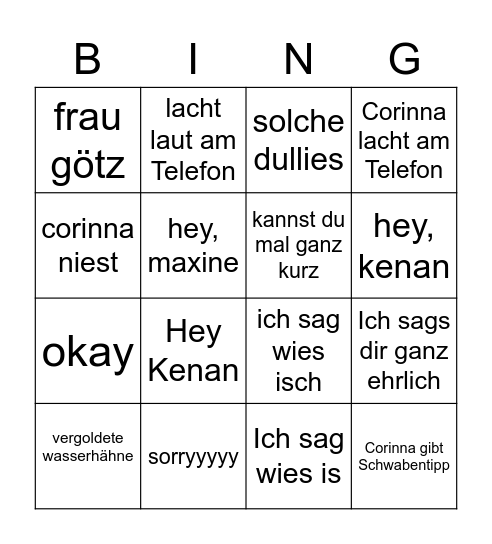 Coriblue Bingo Card