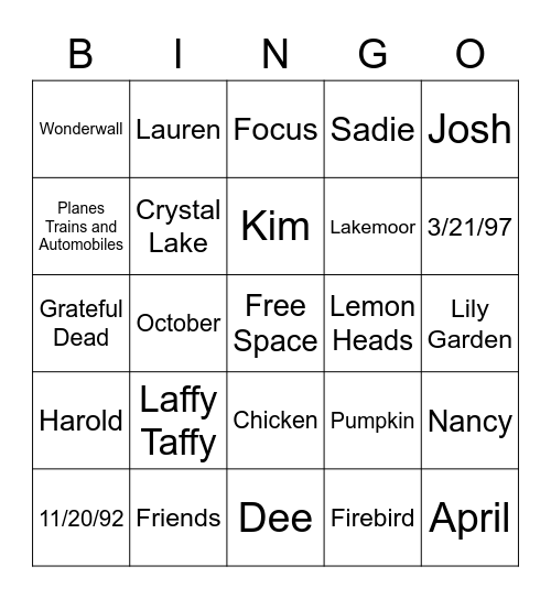 Untitled Bingo Card