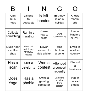 CMF Metal Bingo Card