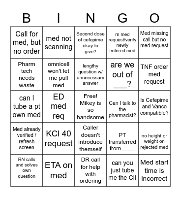 Daily Call Bingo Card