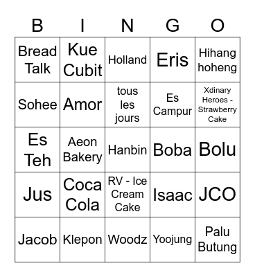 Punya Hanbin Bingo Card