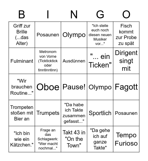 Proben-Bingo Card