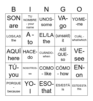 Kindergarten Sight Words Bingo Card