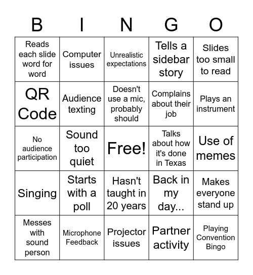 Convention Bingo Card