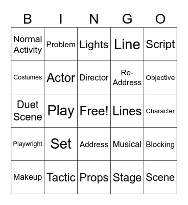 Theatre Bingo Card
