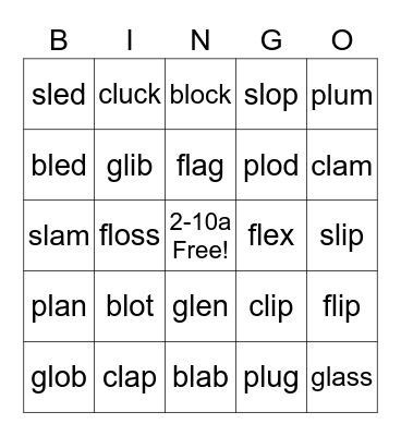 2-10a L Blends Bingo Card