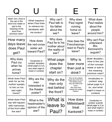 AQOTWF Chapter 7 Bingo Card