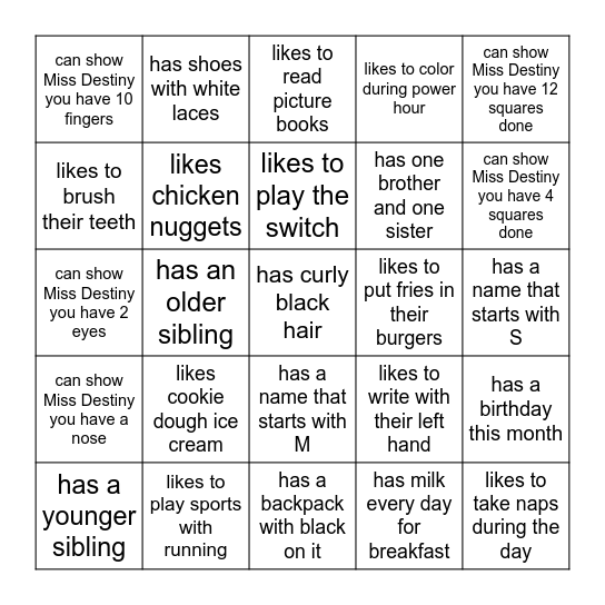 Tell Me Who... Bingo Card