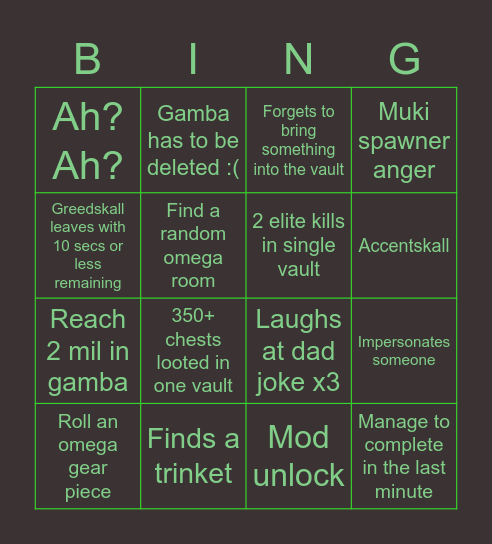 TIIF BING Bingo Card
