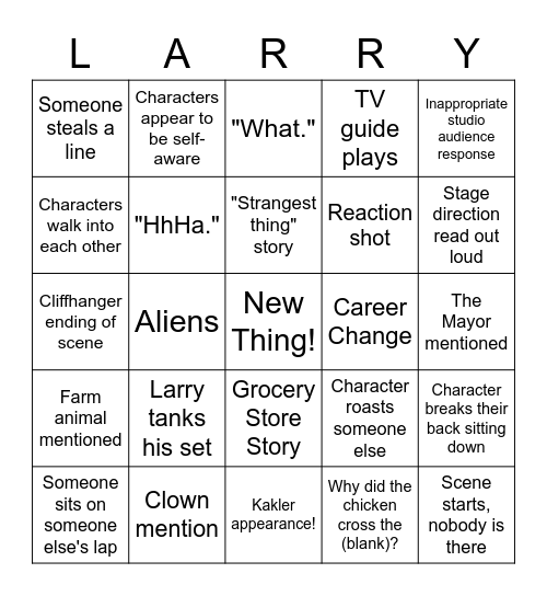 AI Seinfeld Bingo Card