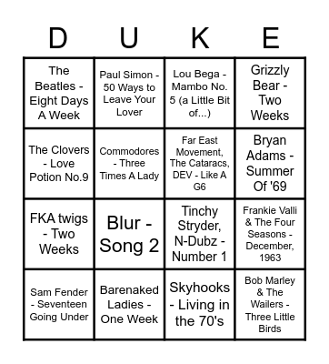 BINGO BEATS Bingo Card