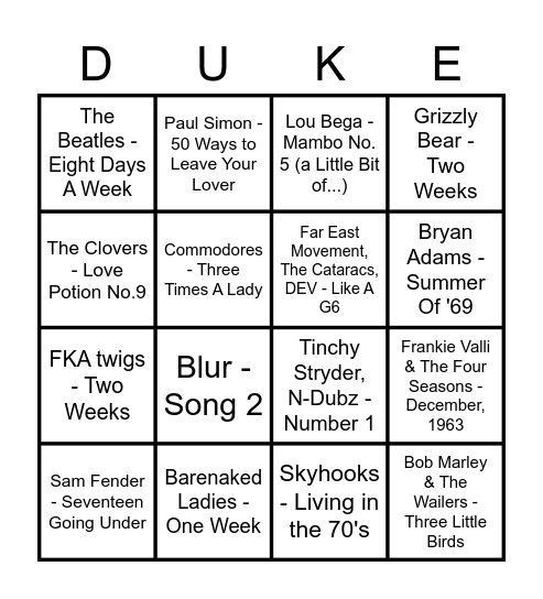 BINGO BEATS Bingo Card