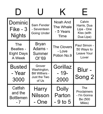 BINGO BEATS Bingo Card