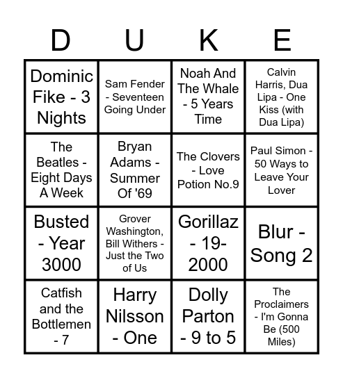 BINGO BEATS Bingo Card