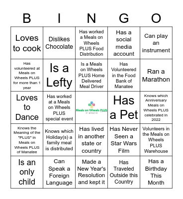 Volunteer  Icebreaker Bingo Card