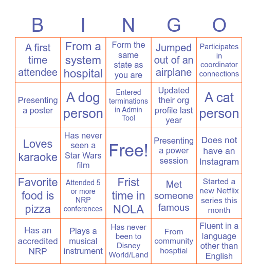 Vizient/AACN Nurse Residency Program Conference 2023 Bingo Card