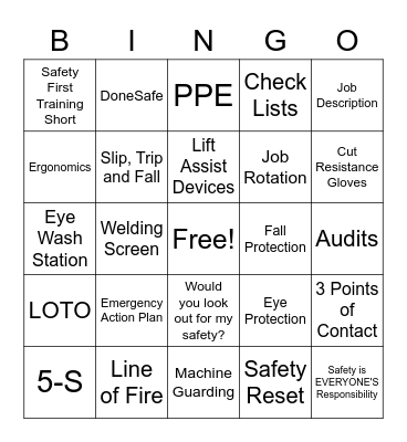 Flex Trades Safety BINGO Card