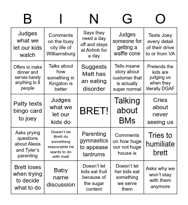 Belisle Bingo Card