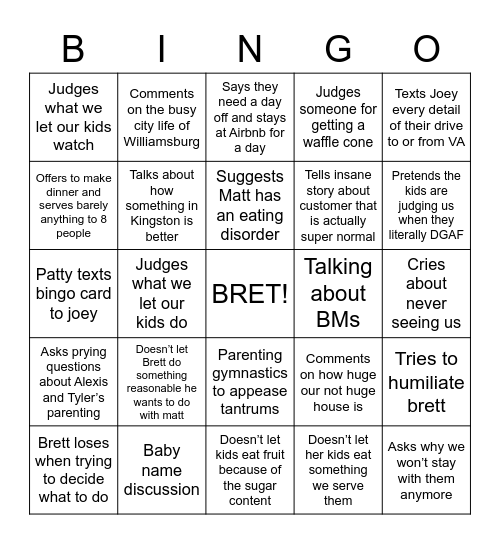 Belisle Bingo Card