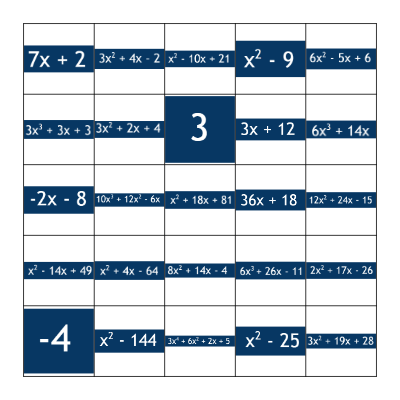 Polynomial Bingo Card