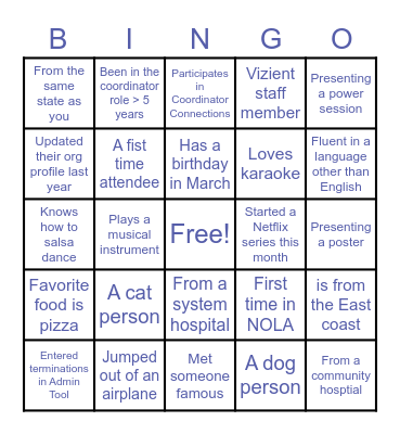 Vizient/AACN Nurse Residency Conference Bingo Card