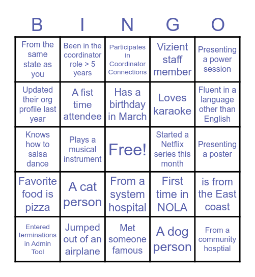 Vizient/AACN Nurse Residency Conference Bingo Card