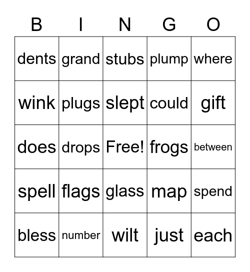 Mrs. Winters' Words Bingo Card