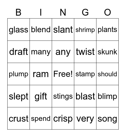Mrs.Winters' Words Bingo Card